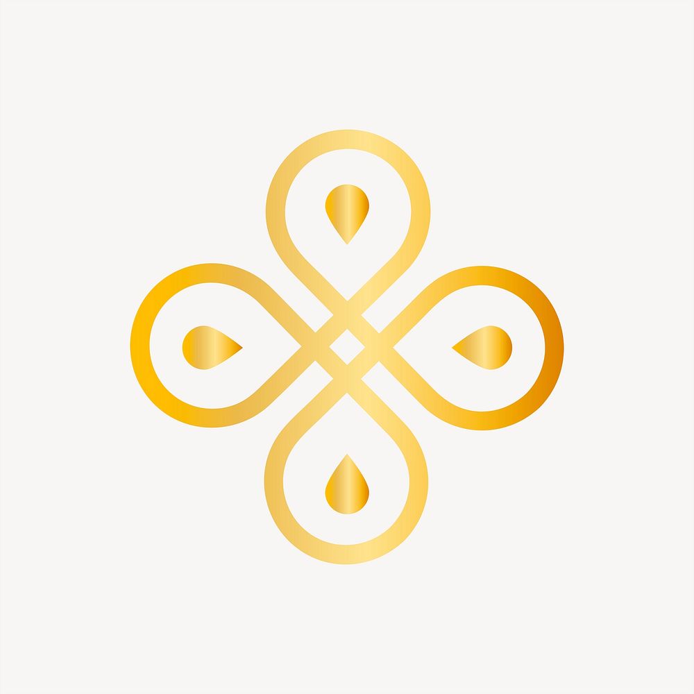 Yoga logo element, gold design element psd