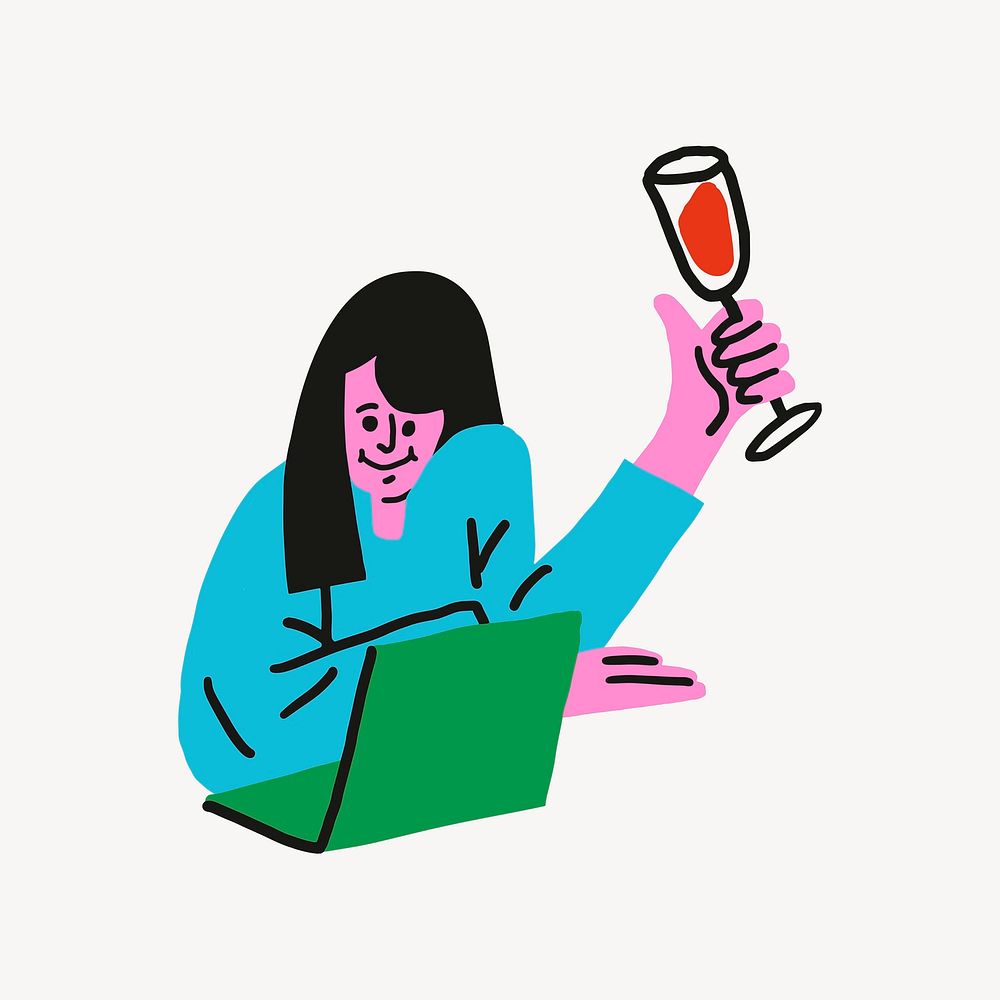 Woman having wine character, lifestyle vector