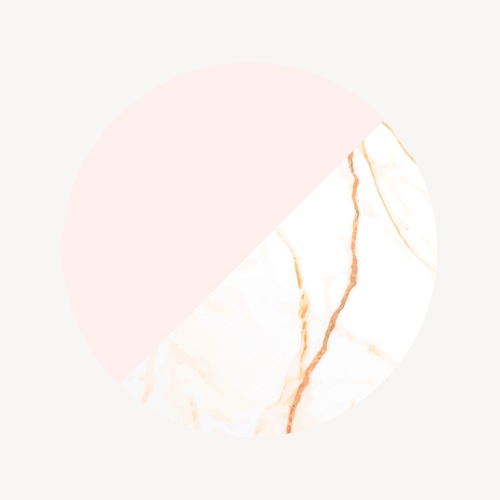 Aesthetic pink marble round badge vector