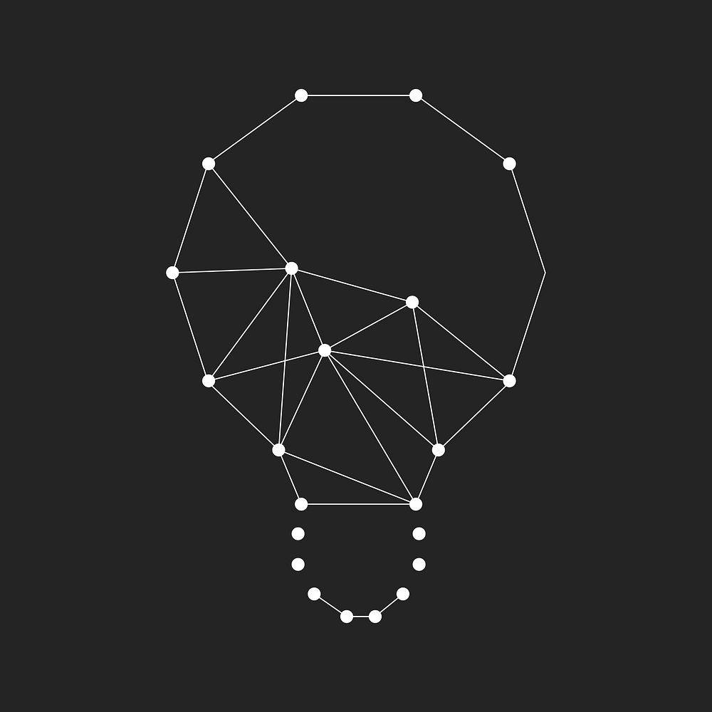 White connecting dots, light bulb shape vector