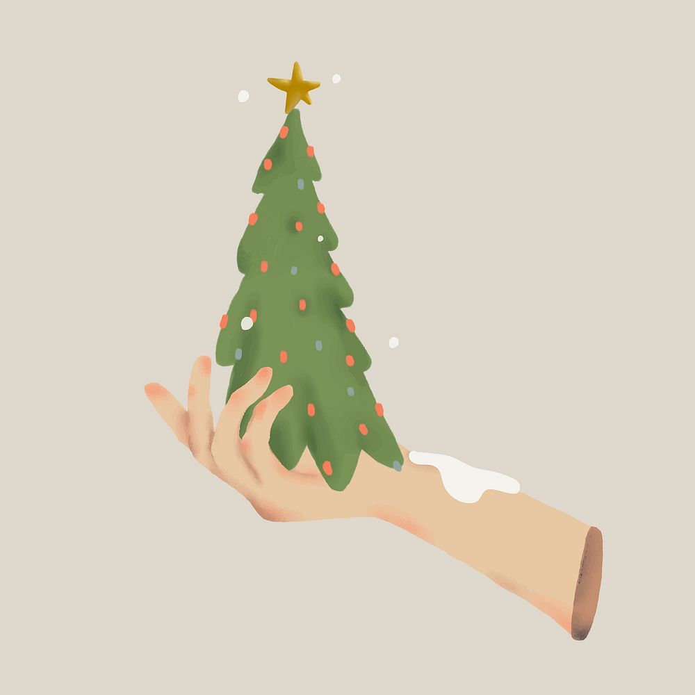 Christmas tree in a hand illustration vector