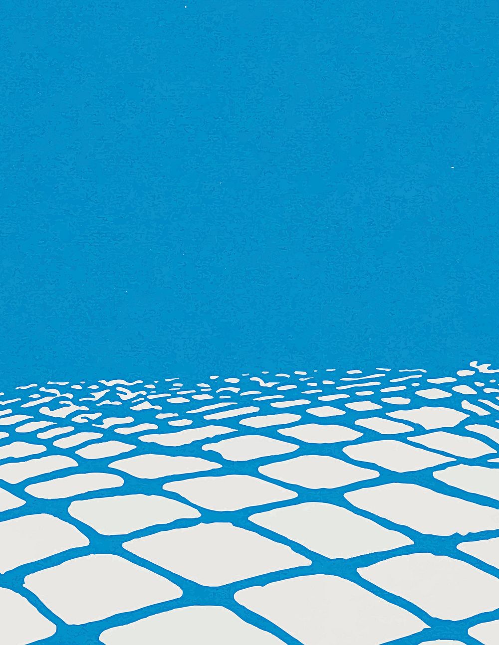 Blue background, minimal white border design