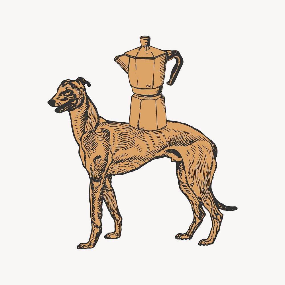 Greyhound collage element, pet design vector, remixed from artworks by Moriz Jung