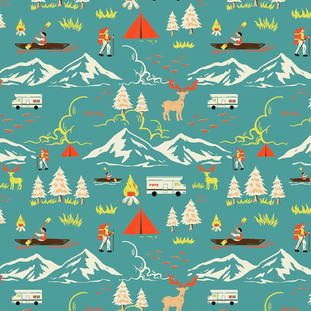 Camping trip pattern background
