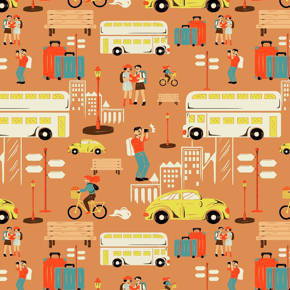 City tour pattern background vector
