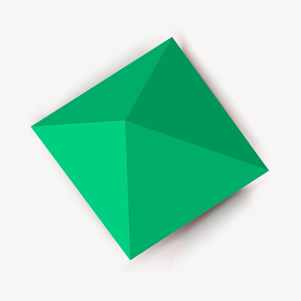 Green pyramid, 3D geometric shape vector