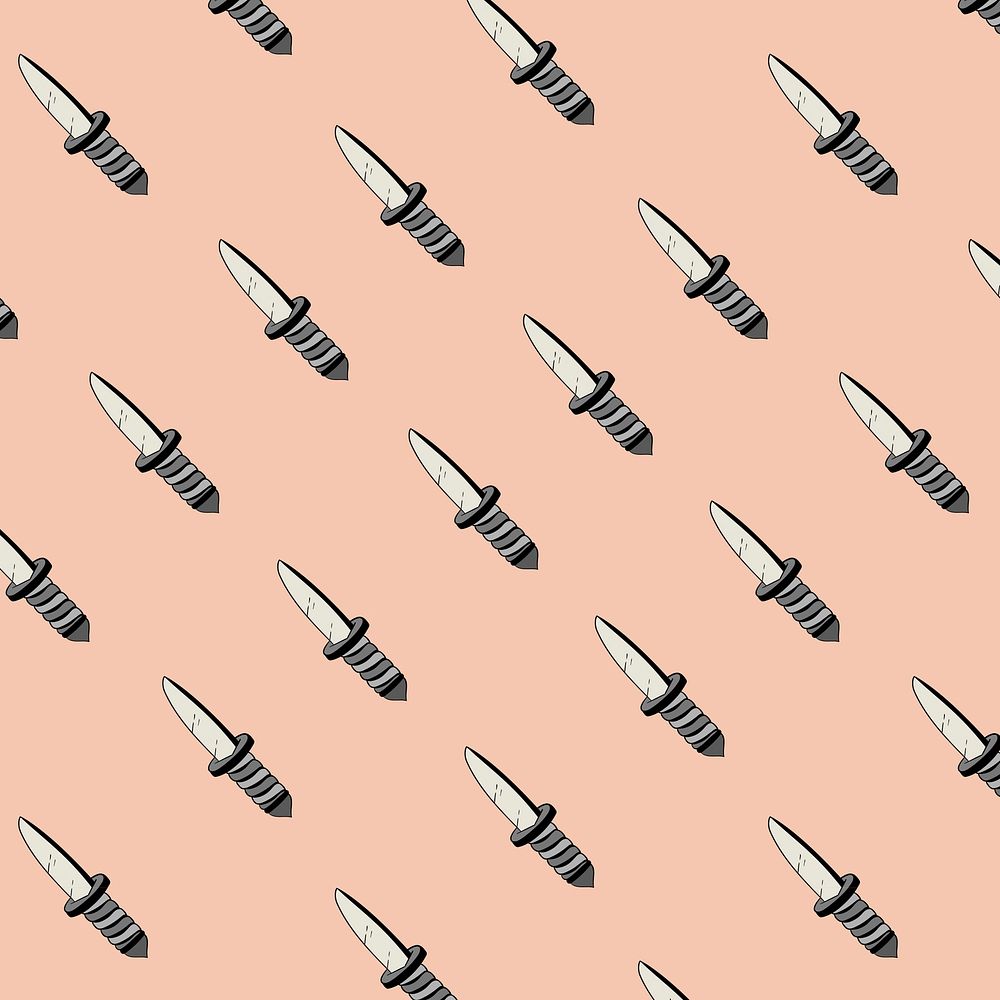 Beige background, vintage knife pattern design