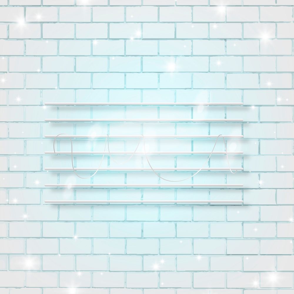 Blue neon background, brick wall design