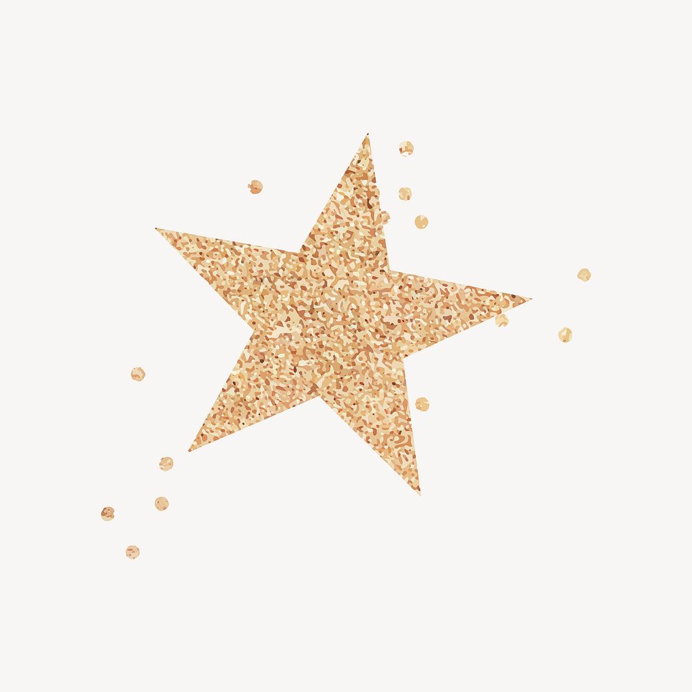 Gold star collage element, glitter design 