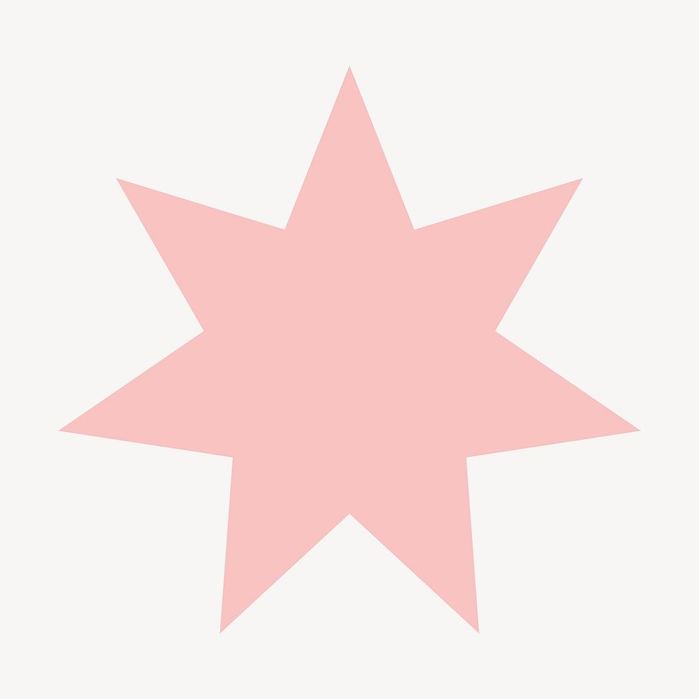 Pink star badge, flat geometric graphic vector