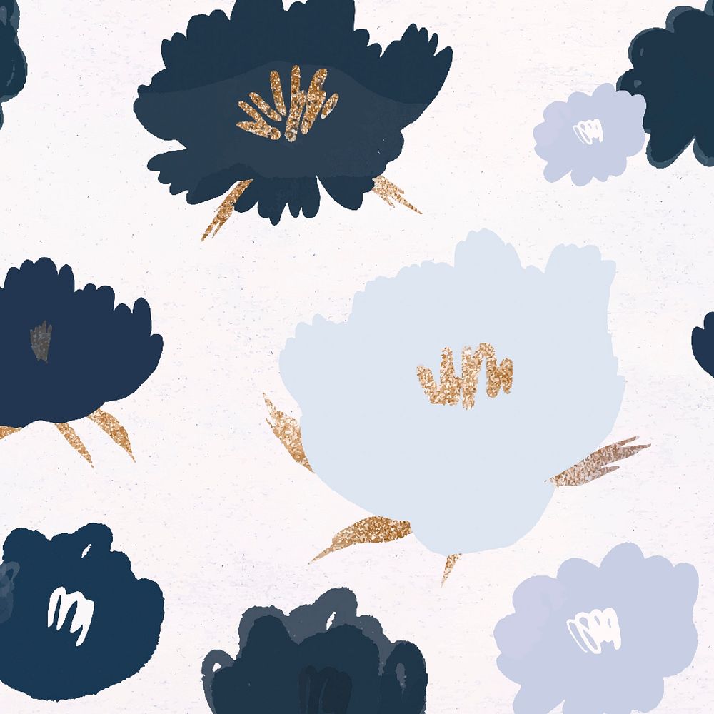 Blue flower pattern botanical background