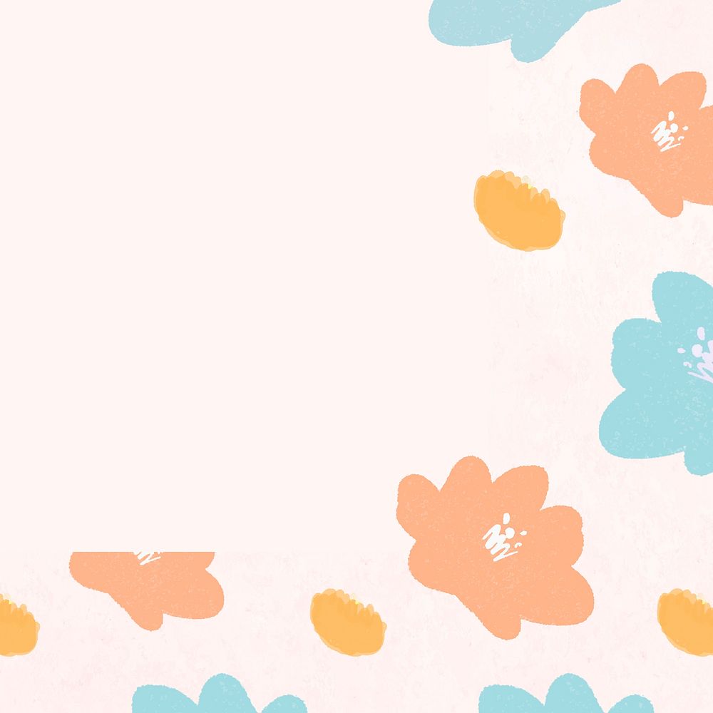 Pastel floral border background, paper texture design