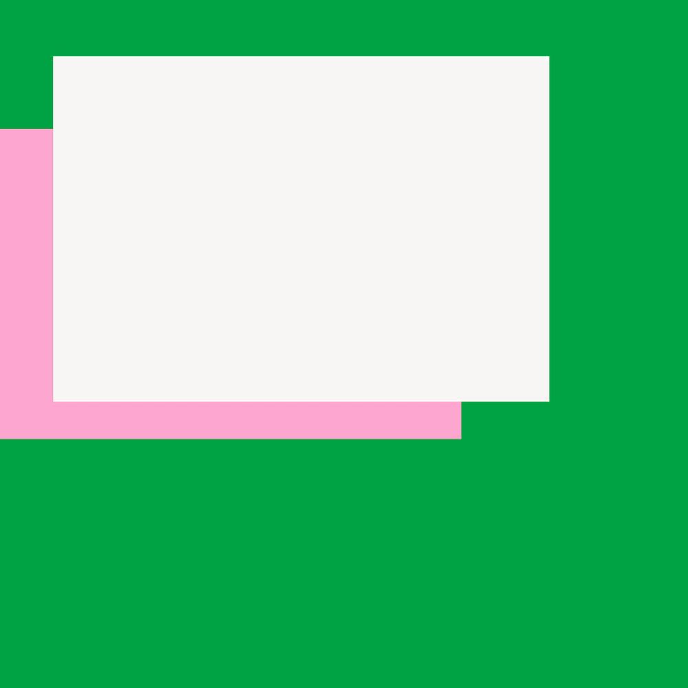 Green geometric frame, white rectangle vector
