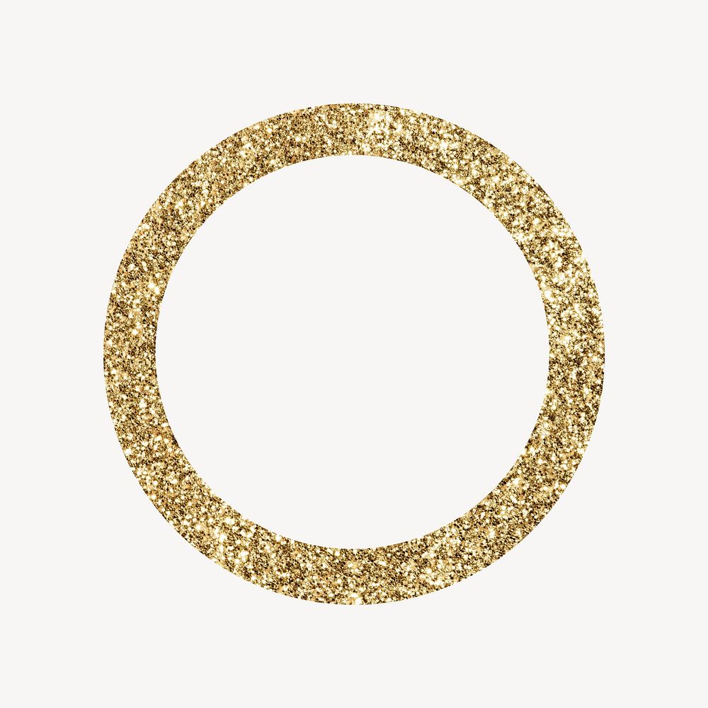 Gold glitter ring shape frame collage element psd