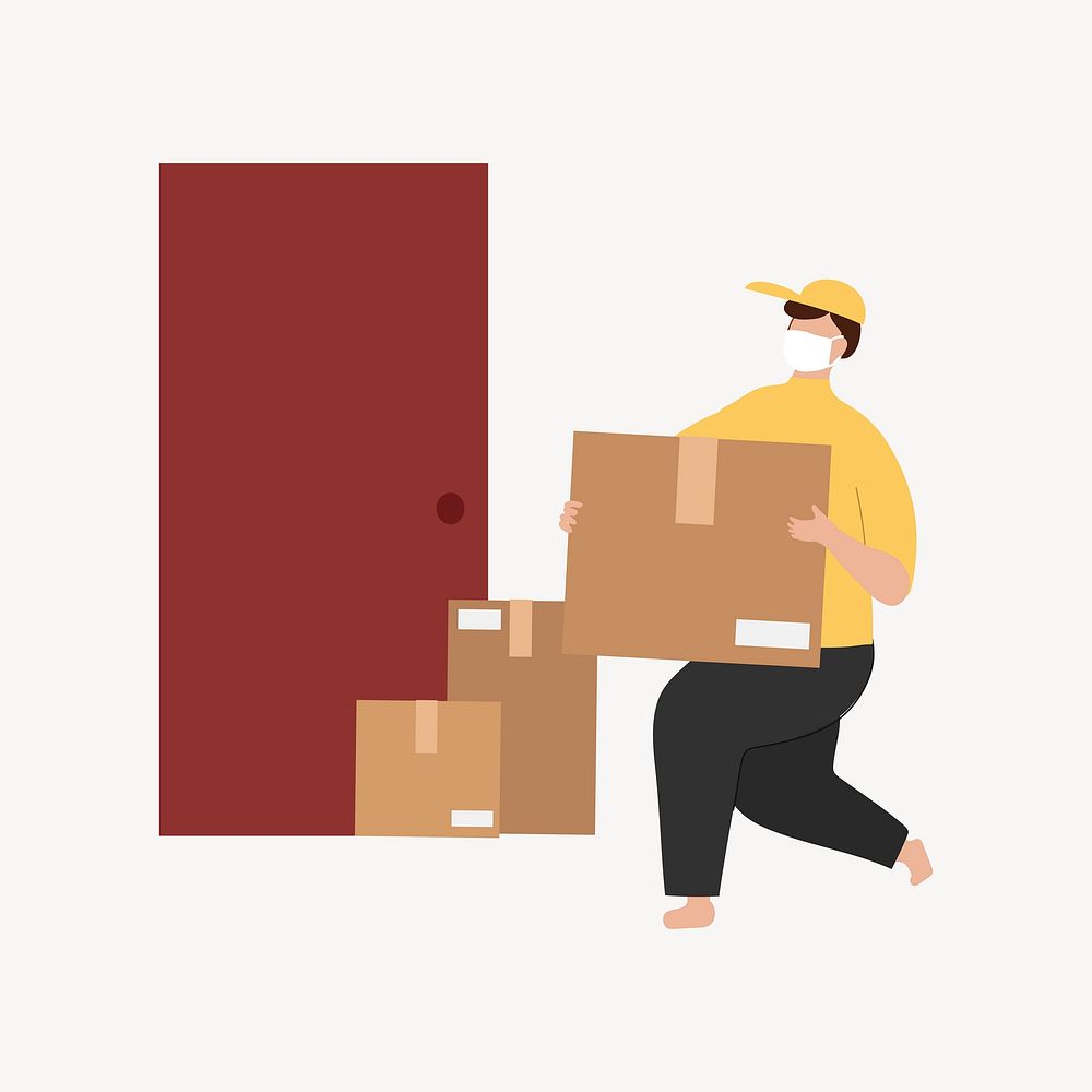 Man delivering parcel boxes illustration vector