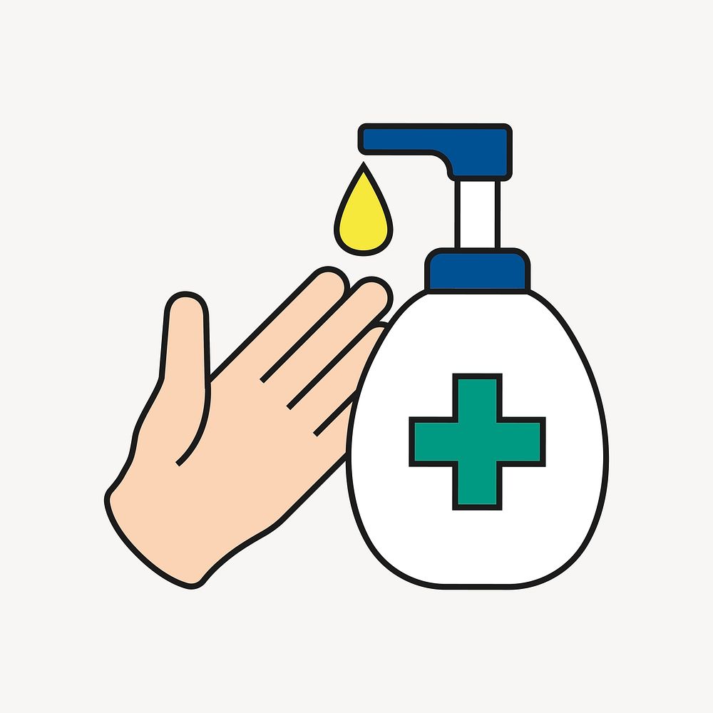Hand using sanitizer, COVID-19 prevention graphic vector