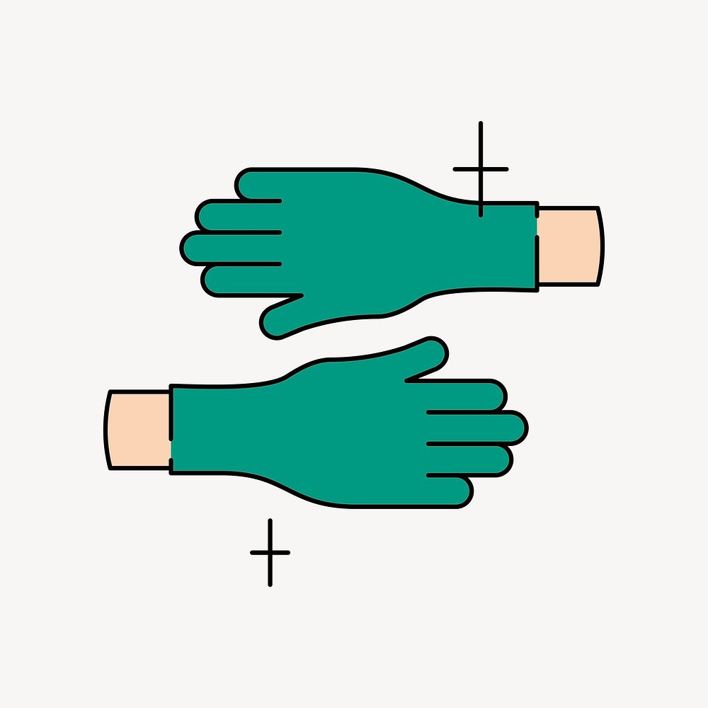Hands wearing surgical gloves, healthcare graphic vector