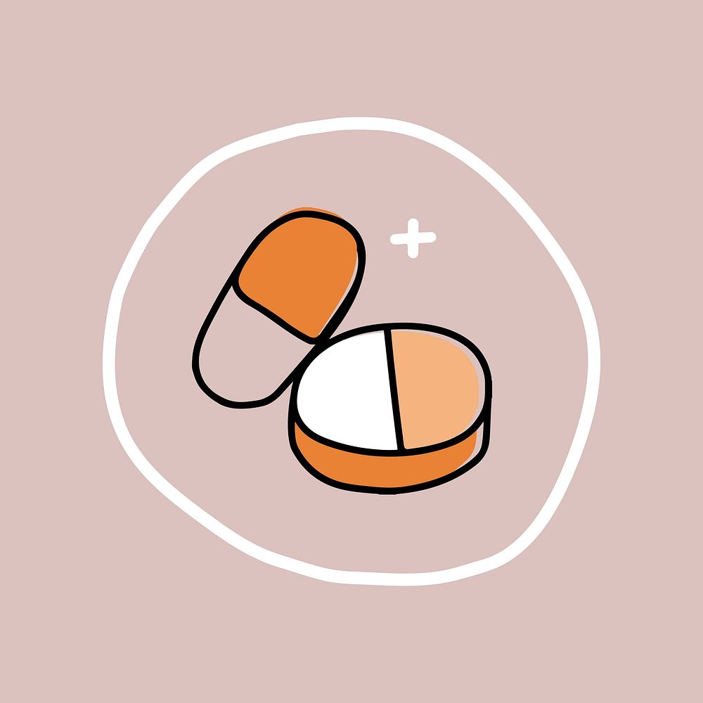Medicine tablet, capsule, healthcare graphic vector