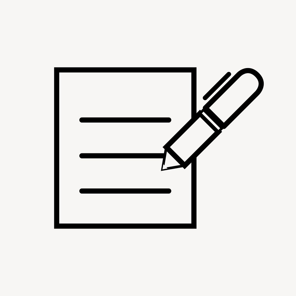 Pen writing on document icon vector