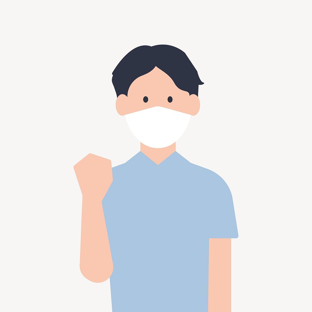 Man wearing COVID-19 face mask illustration vector