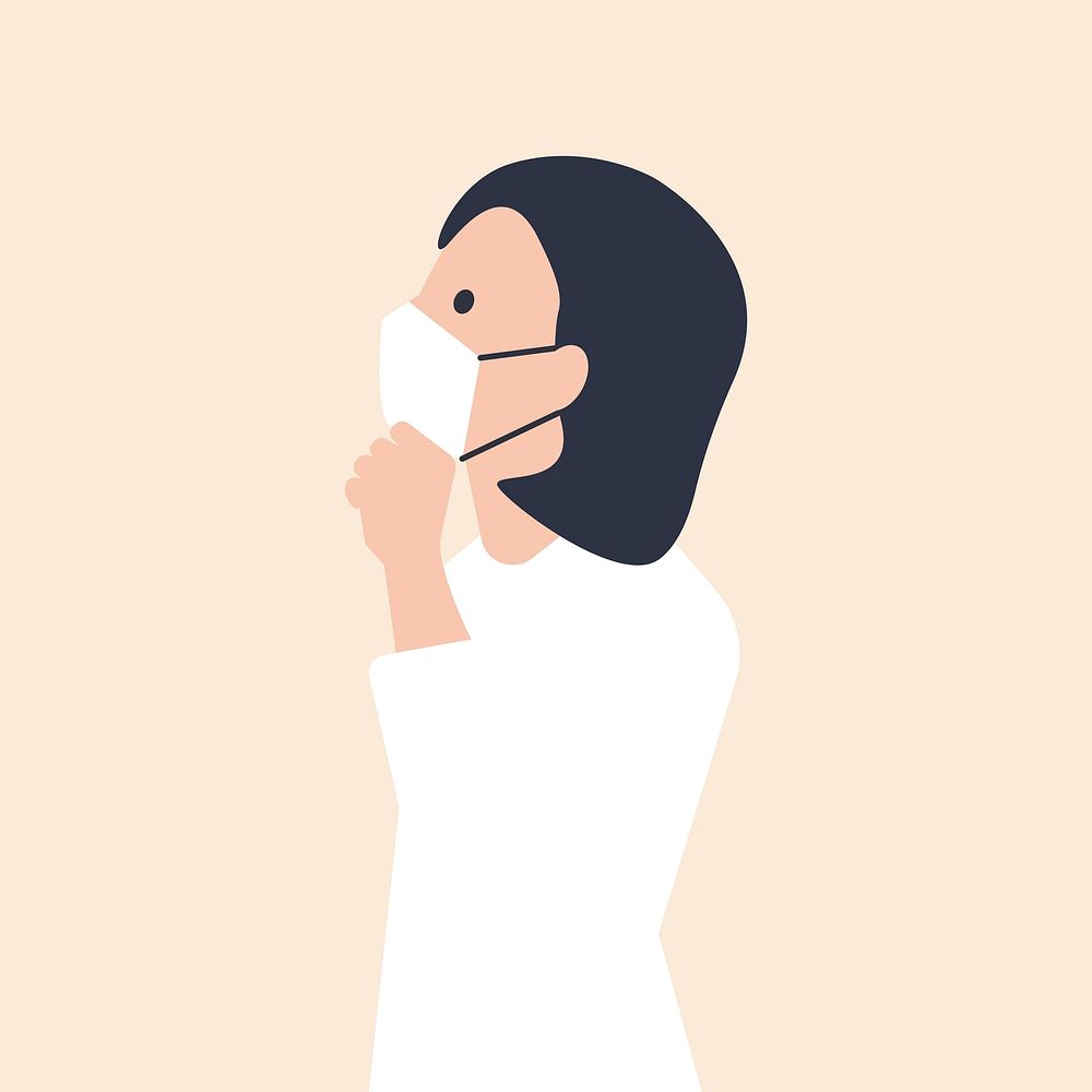 Woman wearing COVID-19 face mask illustration vector