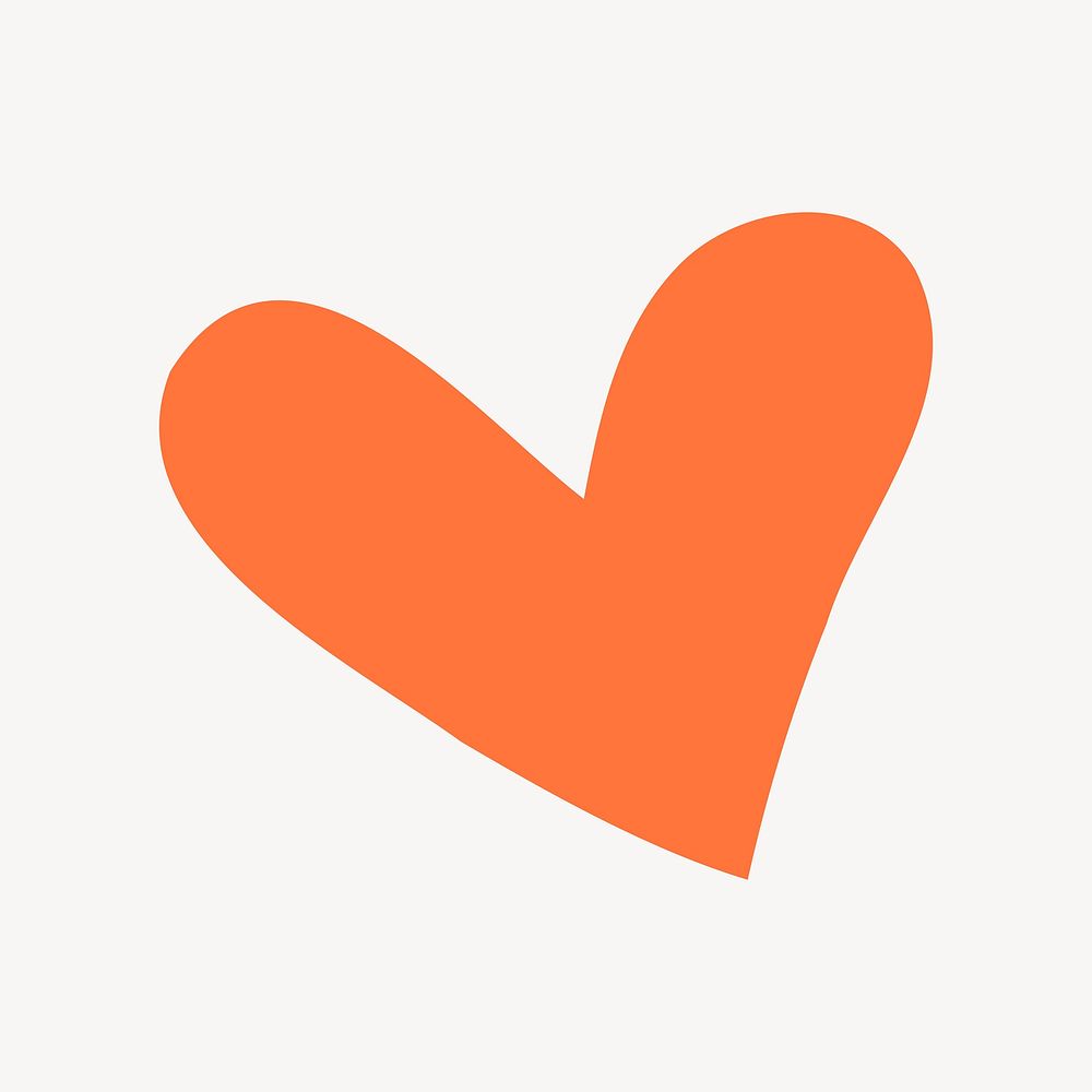 Orange heart, cute shape graphic vector