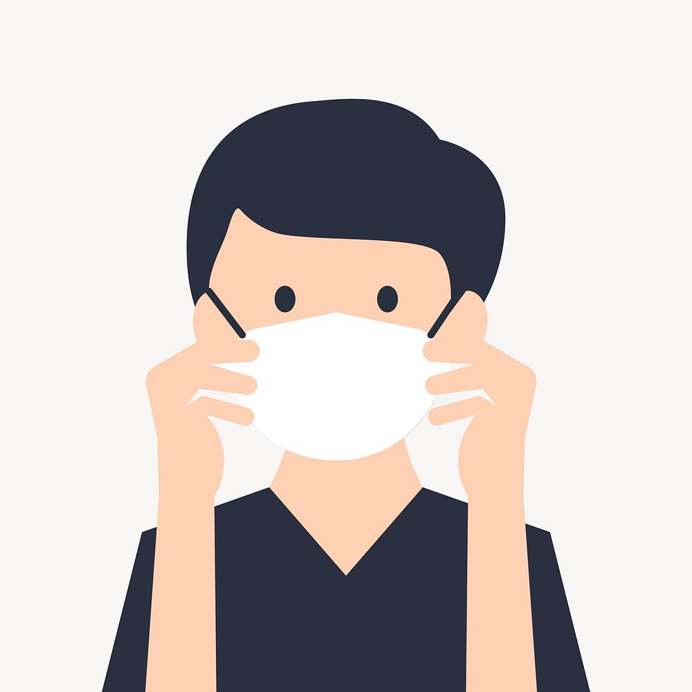 Man wearing COVID-19 face mask illustration vector