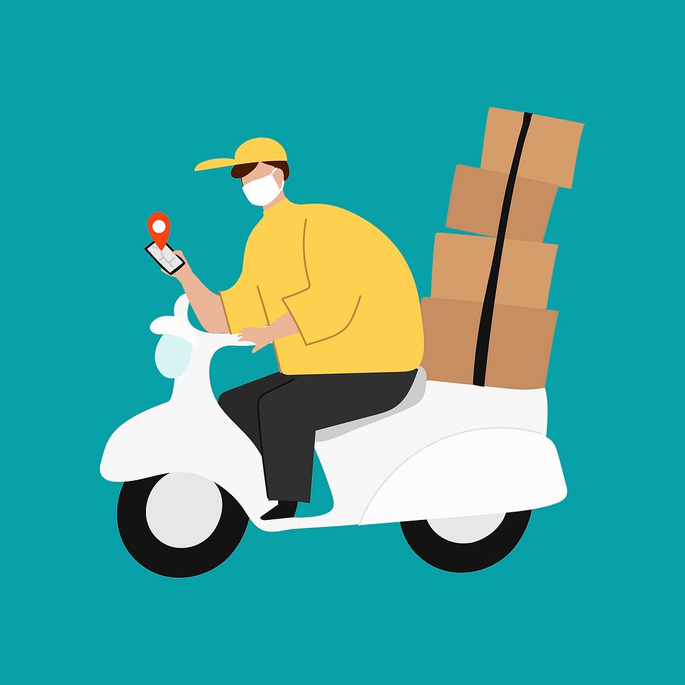 Parcel delivery man, logistics graphic vector