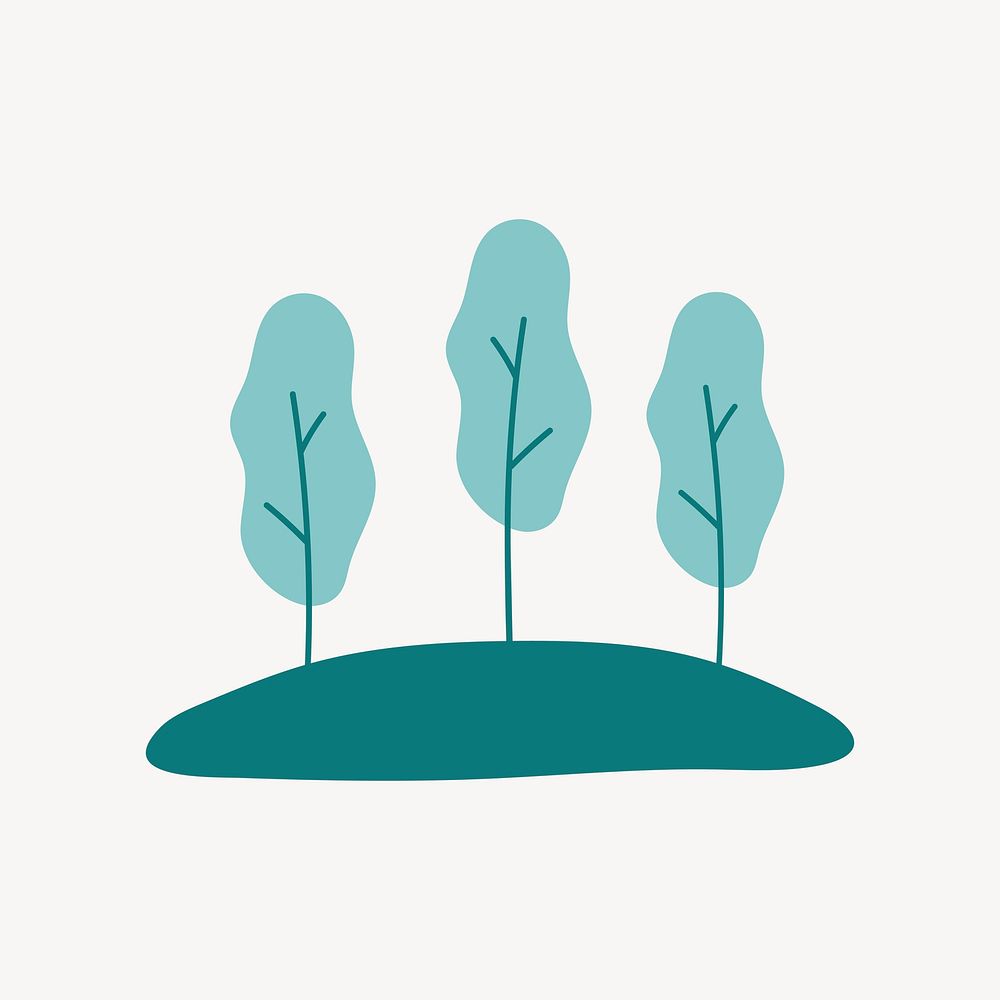 Cute green pine forest doodle vector