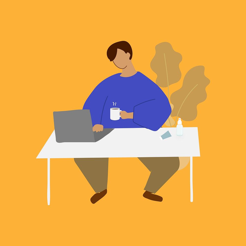 Man working from home illustration vector