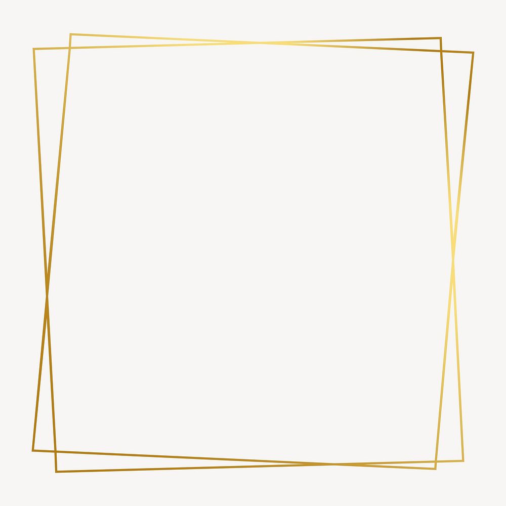 Gold frame, thin line, collage element vector
