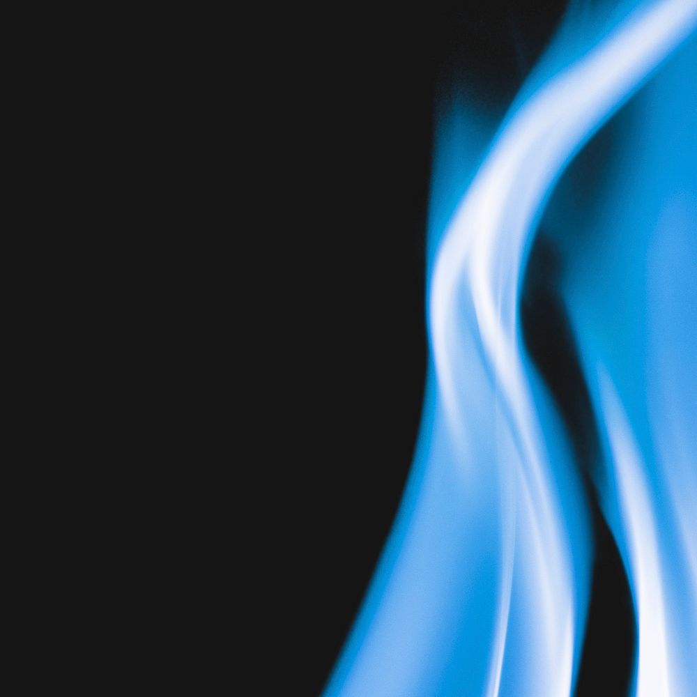 Blue fire flame border, black background