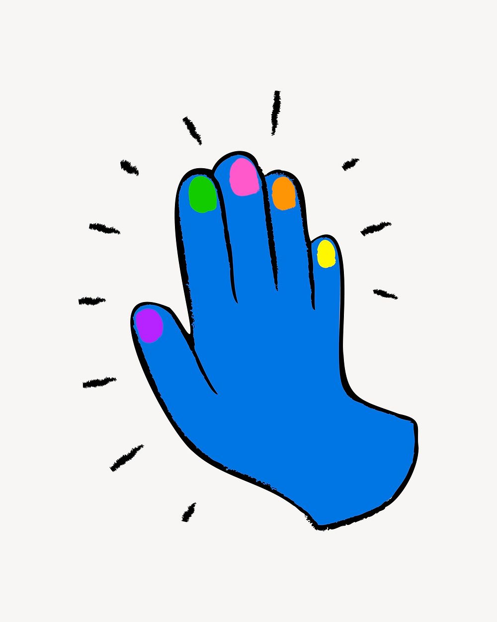 Blue hand, collage element vector