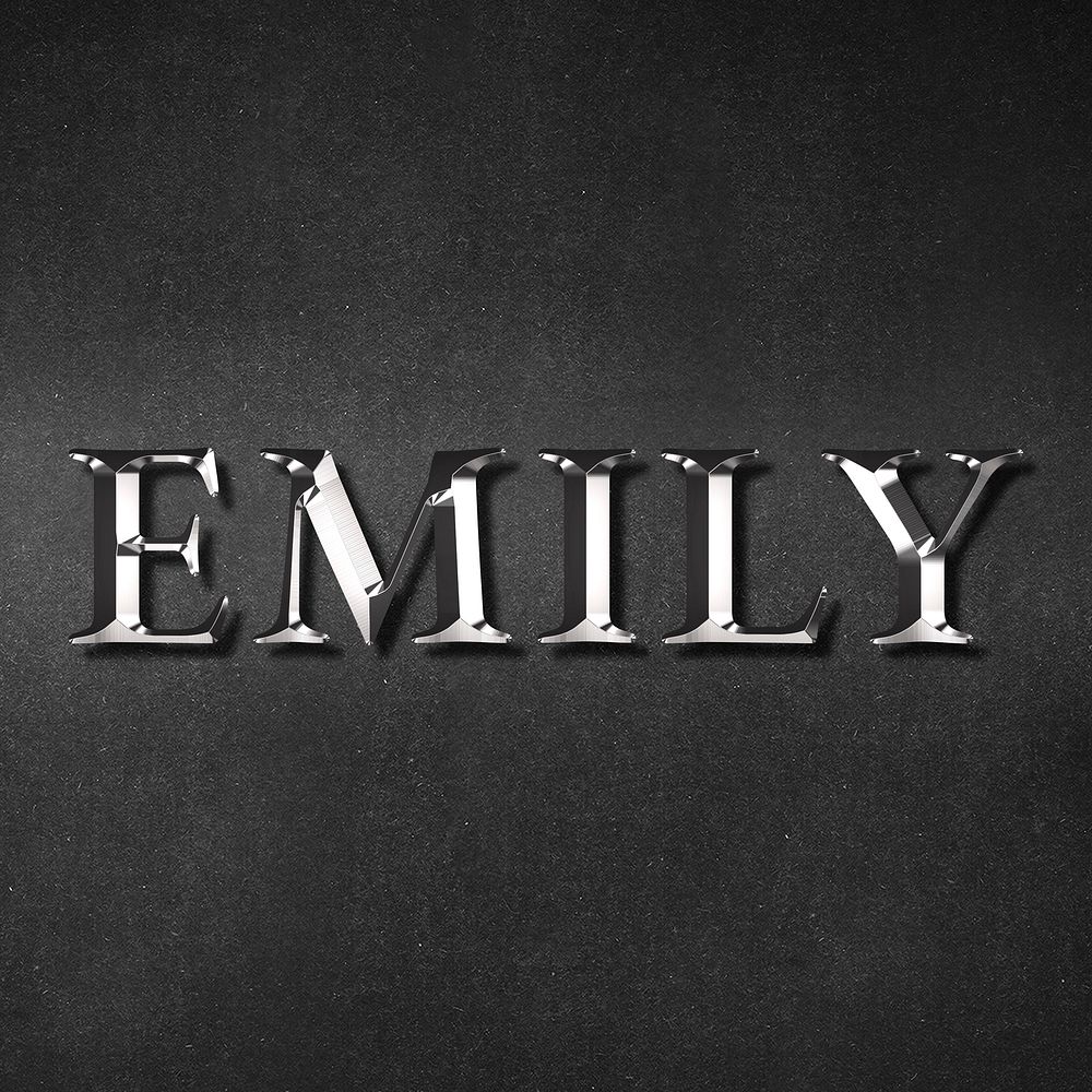 Emily typography in silver metallic effect design element 