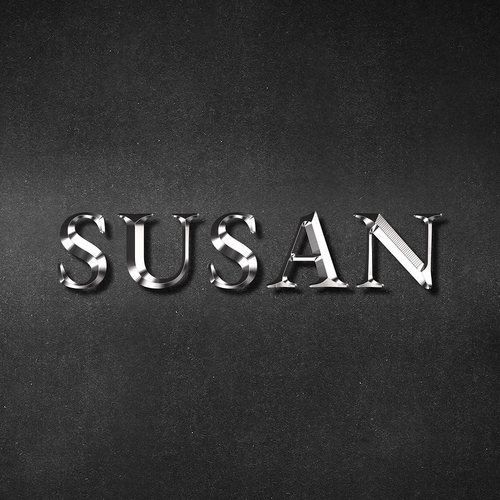 Susan typography in silver metallic effect design element