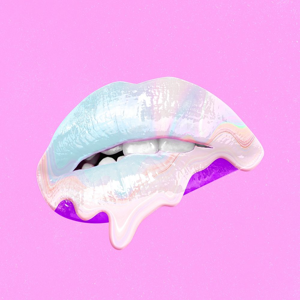 Melting holographic woman's lips