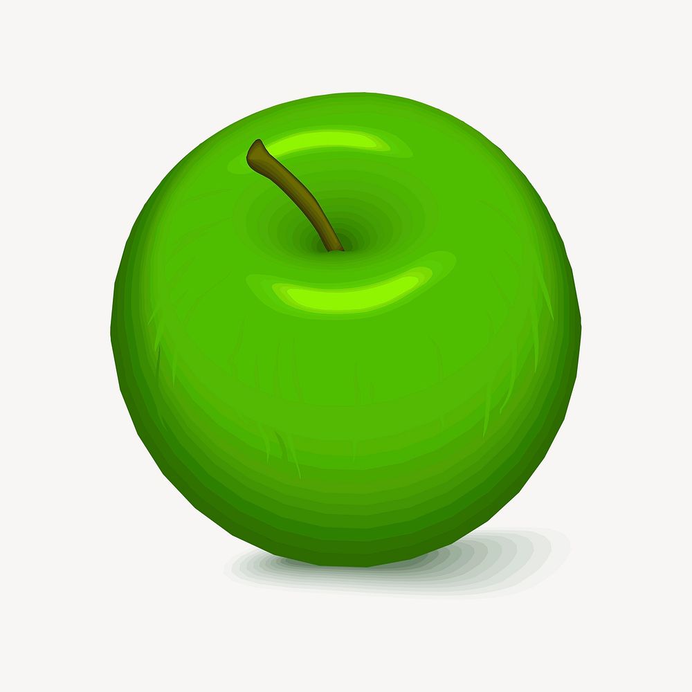 Green apple illustration vector. Free public domain CC0 image.