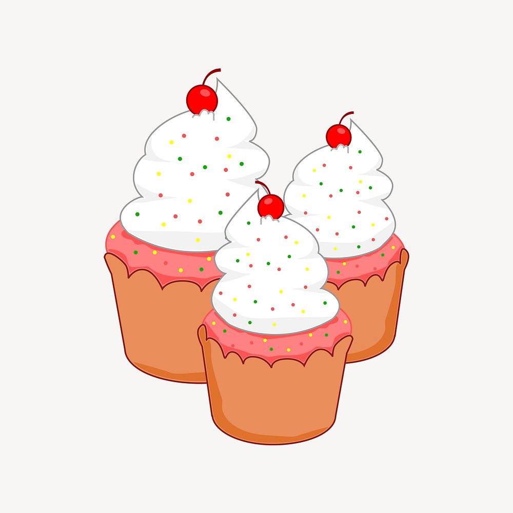 Cupcakes illustration. Free public domain CC0 image.