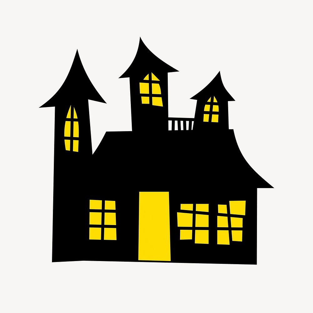 Haunted house Halloween illustration. Free public domain CC0 image.