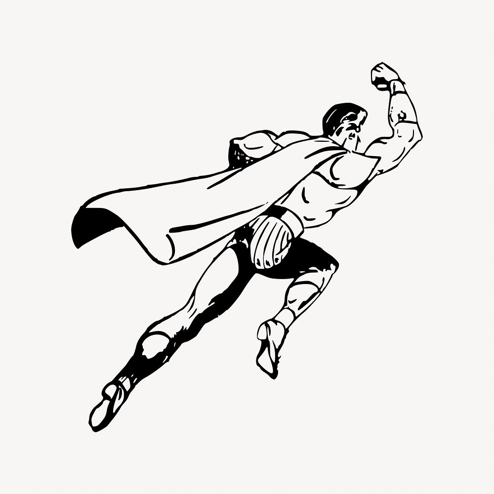 Male superhero illustration vector. Free public domain CC0 image.