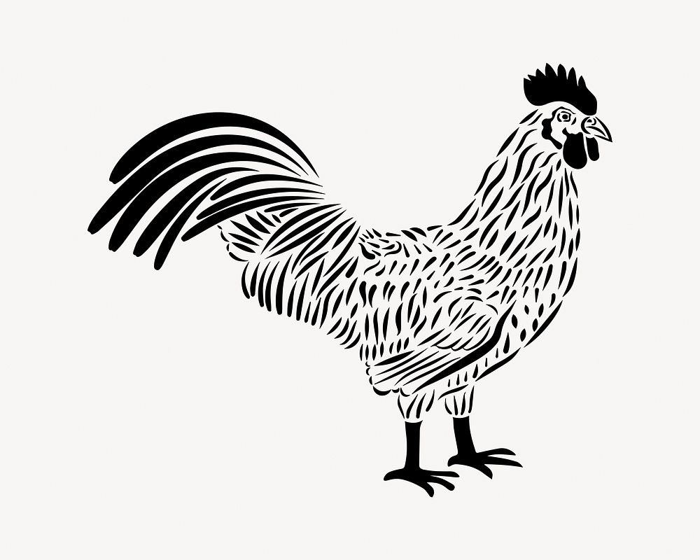 Rooster illustration vector. Free public domain CC0 image.