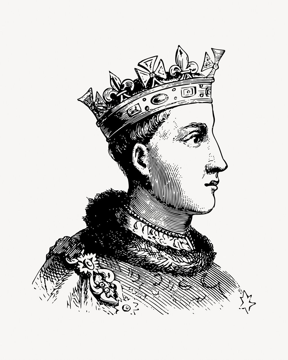 King illustration vector. Free public domain CC0 image.