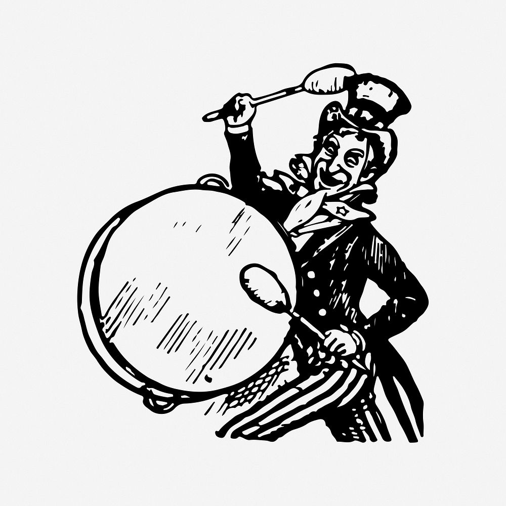 Drummer illustration. Free public domain CC0 image.