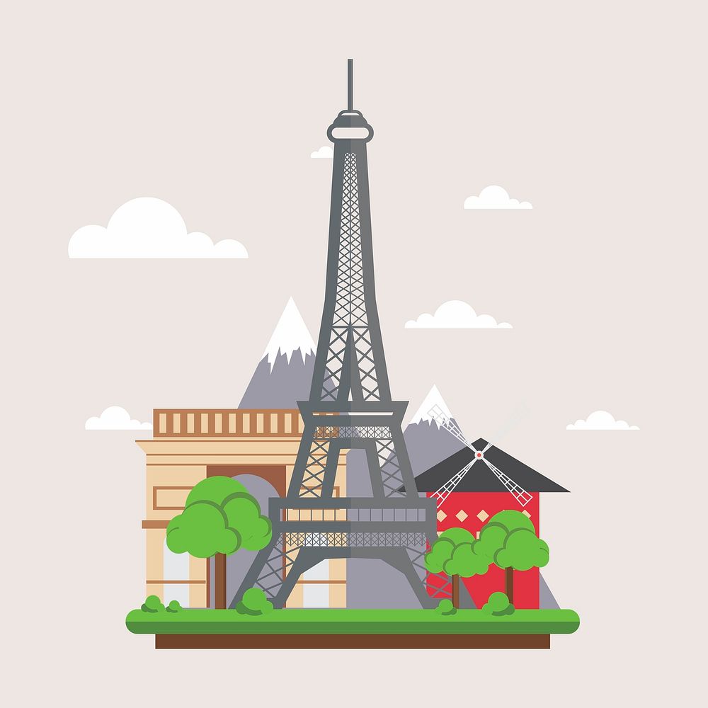 France tower clipart illustration vector. | Free Vector - rawpixel