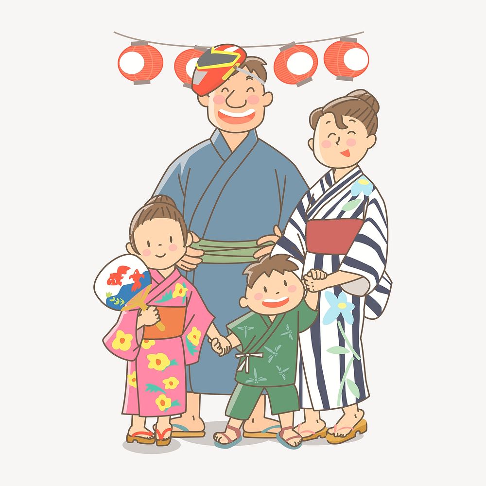 Japanese family clipart illustration psd. Free public domain CC0 image.