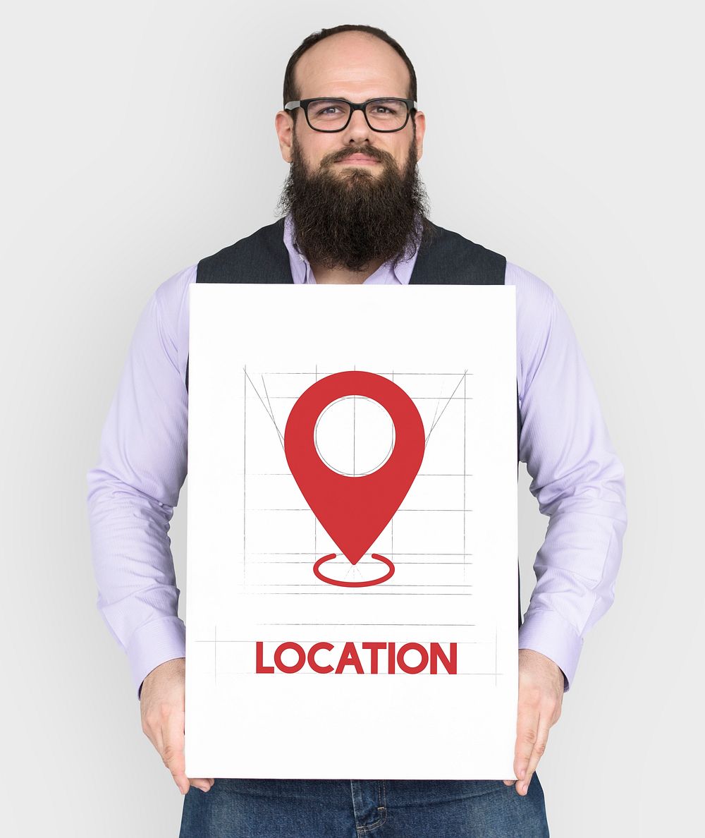 GPS navigation icon graphic with people studio shoot