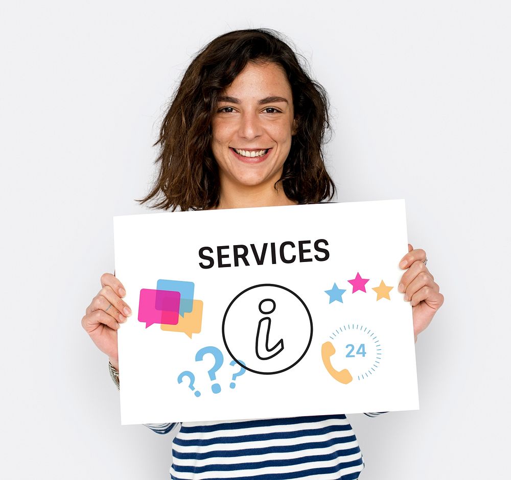 Illustration of contact us online customer services on placard