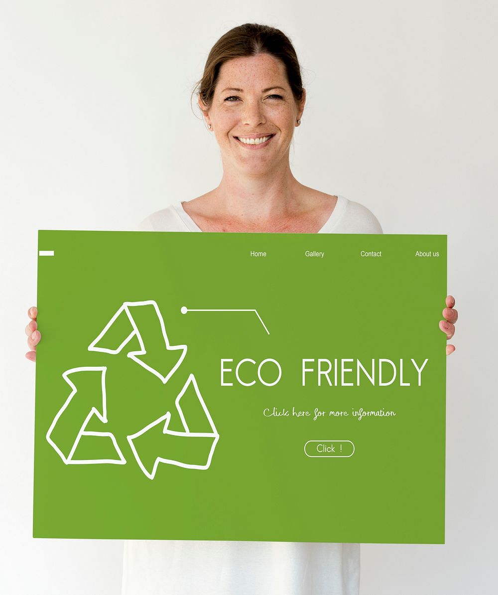 Adult Woman with Recycle Sign Eco Friendly Save Earth Word Graphic