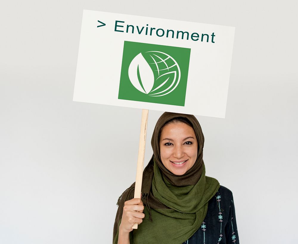 Adult Woman with Recycle Sign Eco Friendly Save Earth Word Graphic