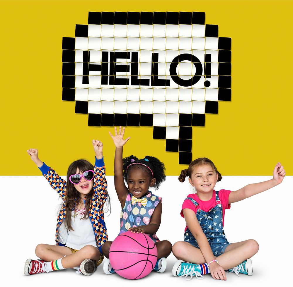 Kids Say Hello Hi Greeting Speech Bubble Graphic